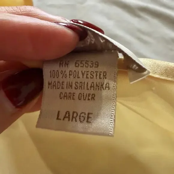 Jones New York Satin Sleep Shirt Nightgown Size Large Cream Yellow Cap Sleeve - Picture 5 of 11